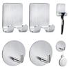 2-Pack Razor Holder For Shower + 2-Pack Adhesive Wall Hooks, 304 Stainless Steel Self Adhesive Shower Razor Holder And Waterproof Sticky Hooks For Bathroom Kitchen Organize Towels, Clothes, Hats view 1