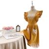 aromm Cute Cotton Apron Frilly Lace Ruffle Adjustable Pinafore Apron Dress with Pockets for Cooking Baking Cleaning Gardening, Yellow view 2