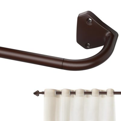 GXOACKJ Brown Curtain Rods for Windows 28 to 60 inch, 5/8 inch Adjustable Wrap Around Blackout Curtain Rods for Bedroom & Outdoor