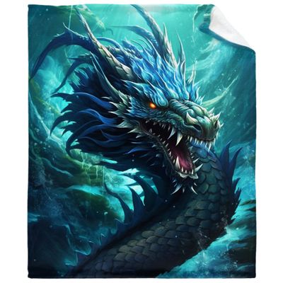 Dragon Blanket Blue Dragon Throw Blanket Gifts for Dragon Lovers Boys Girls Woman Man Soft Flannel Dragon Blanket for Sofa Bed Couch Living Room 90"x120"for Whole Family