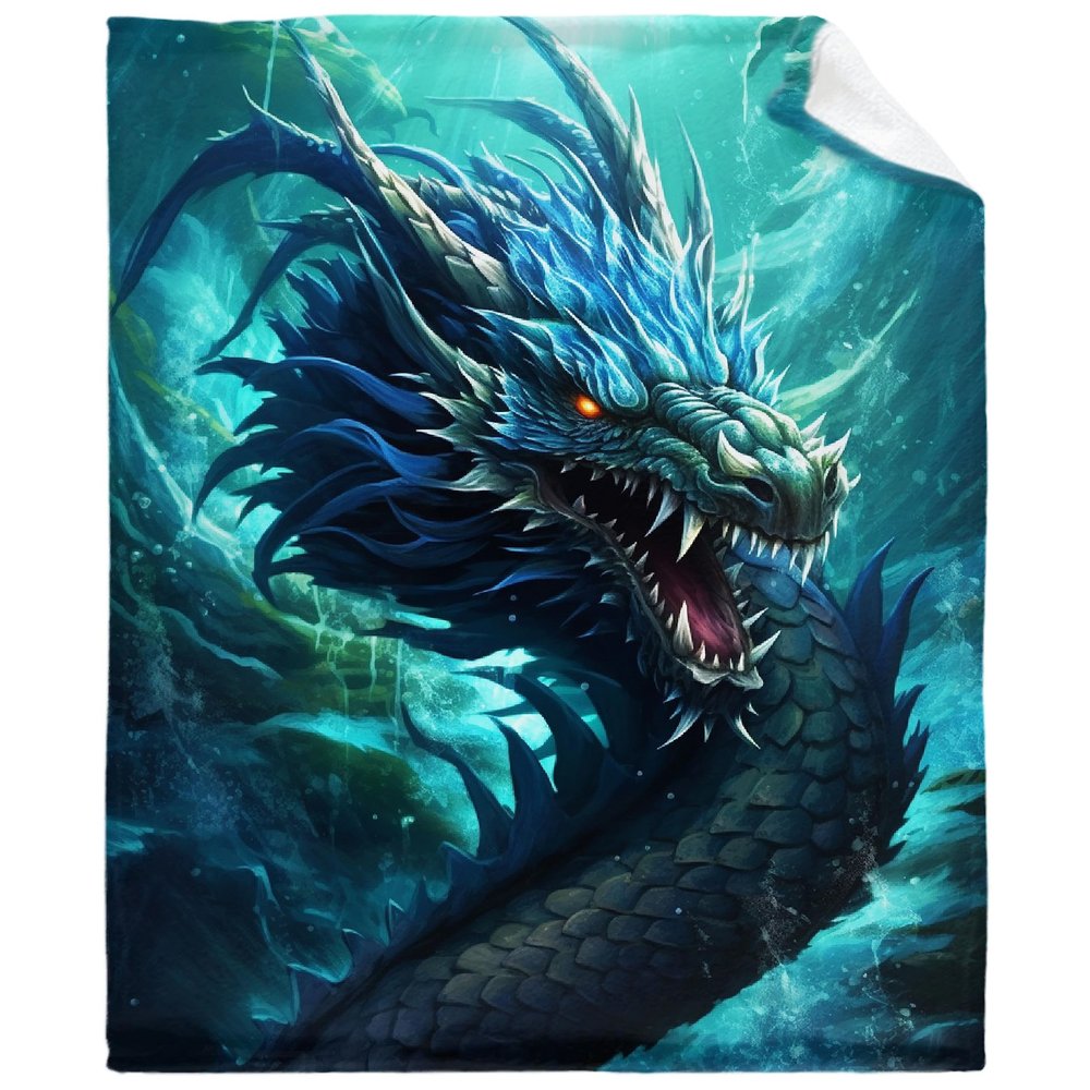 Dragon Blanket Blue Dragon Throw Blanket Gifts for Dragon Lovers Boys Girls Woman Man Soft Flannel Dragon Blanket for Sofa Bed Couch Living Room 90"x120"for Whole Family
