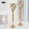 Gold Wedding Centerpieces 10 Pcs, Gold Metal Flower Vase with Crystal Bead, 29.1" Tall Flower Arrangement Vase for Table Party Reception Event Aisle Home Decoration view 2