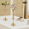 Gold Wedding Centerpieces 10 Pcs, Gold Metal Flower Vase with Crystal Bead, 29.1" Tall Flower Arrangement Vase for Table Party Reception Event Aisle Home Decoration view 3