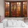 HVEST Fall Tapestry Orange Maple Tree Forest Nature Landscape outside Window Wall Art for Bedroom, Rustic Autumn Tapestry Wall Hanging for Living Room Dorm Holiday Wall Decor, 60W X 40L inches view 2