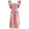 aromm Cute Cotton Apron Frilly Lace Ruffle Adjustable Pinafore Apron Dress with Pockets for Cooking Baking Cleaning Gardening, Pink view 1