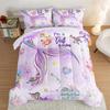 HOSIMA Kids Mermaid Comforter Set with 2 Pillowcases,Watercolor Ocean Life Sea Animal Mermaid Tail Pattern Bedding Set,Light Purpl Comforter for Teens Girls Women Bedroom Twin Bed in a Bag. view 1