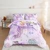 HOSIMA Kids Mermaid Comforter Set with 2 Pillowcases,Watercolor Ocean Life Sea Animal Mermaid Tail Pattern Bedding Set,Light Purpl Comforter for Teens Girls Women Bedroom Twin Bed in a Bag. view 2