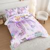 HOSIMA Kids Mermaid Comforter Set with 2 Pillowcases,Watercolor Ocean Life Sea Animal Mermaid Tail Pattern Bedding Set,Light Purpl Comforter for Teens Girls Women Bedroom Twin Bed in a Bag. view 3