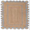 Manvi Exports Turquoise Natural Jute Scalloped Rug Bohemian Rug Decor Rug Handwoven Rug Custom Rug Decorative Rug (TUR)-(8x12) view 1