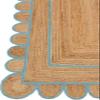 Manvi Exports Turquoise Natural Jute Scalloped Rug Bohemian Rug Decor Rug Handwoven Rug Custom Rug Decorative Rug (TUR)-(8x12) view 3