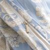 SUSYBAO Bohemian Damask Duvet Cover King 100% Cotton Boho Khaki Floral Duvet Cover 3 Pcs Set 1 Blue Paisley Flower Duvet Cover with Zipper Ties 2 Pillowcases Luxury Soft Beige Botanical Bedding view 4
