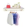 BANLICALI Clothes Rack with Top Shelf, 31.5 Inch Industrial Pipe Wall Mounted Garment Rack, 88 LBS Load Capacity Hanging Garment Stand Heavy Duty for Closet Storage Homes Clothing Stores Gold+White view 1
