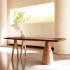 HM&DX Mid Century Modern Solid Wood Dining Table,Rectangle Dinner Table,Minimalist Art Walnut Kitchen Table for Kitchen Dining Room(78.7" L x 29.5" W x 29.5" H, Walnut) view 1