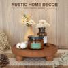 EOSAHR Farmhouse Wood Risers for Bathroom Decor - Decorative Pedestal Tray for Your Kitchen and Home - Rustic Round Waterproof Display Stand Organize for Your Soap, Plants, Jewelry, Perfume(Brown) view 2