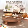 EOSAHR Farmhouse Wood Risers for Bathroom Decor - Decorative Pedestal Tray for Your Kitchen and Home - Rustic Round Waterproof Display Stand Organize for Your Soap, Plants, Jewelry, Perfume(Brown) view 4