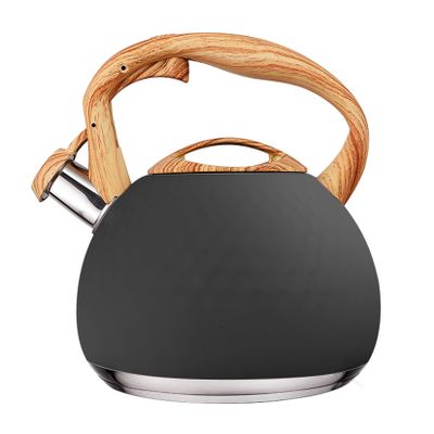 304 Stainless Steel Whistling Kettle,Tea Kettle,3L,Water Boiling Automatic Hooter,Insulated,One-Touch Switch,Hob Kettle,Suitable For All Hob Types,White,Black (Black)