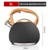 304 Stainless Steel Whistling Kettle,Tea Kettle,3L,Water Boiling Automatic Hooter,Insulated,One-Touch Switch,Hob Kettle,Suitable For All Hob Types,White,Black (Black) view 2