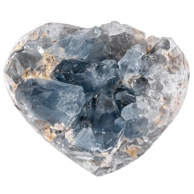 Nupuyai Natural Raw Blue Celestite Crystal Cluster, Irregular Blue Quartz Crystal Stone for Healing Reiki Office Home Decoration, Heart Shape, 320-450g