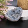 Nupuyai Natural Raw Blue Celestite Crystal Cluster, Irregular Blue Quartz Crystal Stone for Healing Reiki Office Home Decoration, Heart Shape, 320-450g view 3