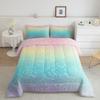 Rainbow Comforter Set King Size Tie Dye Pastel Bedding Comforter Sets for Boys Girls Kids Bedroom Decor, Glitter Galaxy Bedding Ink Pastel Printing Duvet Insert with 2 Pillowcases, Pink Blue Yellow view 2