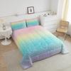 Rainbow Comforter Set King Size Tie Dye Pastel Bedding Comforter Sets for Boys Girls Kids Bedroom Decor, Glitter Galaxy Bedding Ink Pastel Printing Duvet Insert with 2 Pillowcases, Pink Blue Yellow view 3
