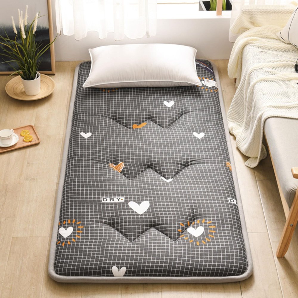 HM&DX Japanese Folding Floor Futon Mattress,Roll Up Portable Tatami Tatami Mattress,Thicken Striped Cotton Sleeping Pad for Camping Bedroom Home Office(180x200cm(71"x79"), Black)
