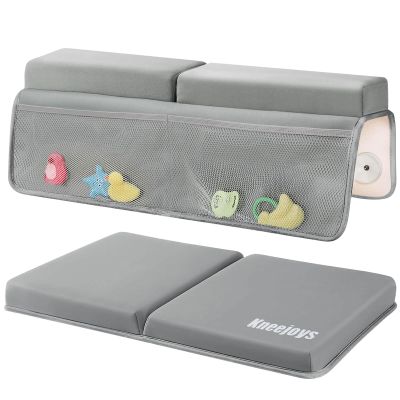 Kneejoys Bath Kneeler and Elbow Rest Pad Bath Kneeler Baby Bath Mat Kneeling Pad Bath Toy Organizer for Tub Kneeling Pad for Bathing Baby Memory Foam