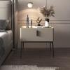 Tall Nightstand, Side Table with Storage, Modern Nightstand, Wood Nightstand with 1-Drawer, Slate Countertop (Color : Beige, Size : 50 * 40 * 48cm) view 1