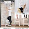 Step Stools for Adults Foldable Kitchen Step Stools Folding Ladder 4 Step Stool Wood for Adult Stool Seat Ladder-Shaped Plant Stand for Kitchen Living Room Bedroom Balcony Garden Shoe Rack White view 4