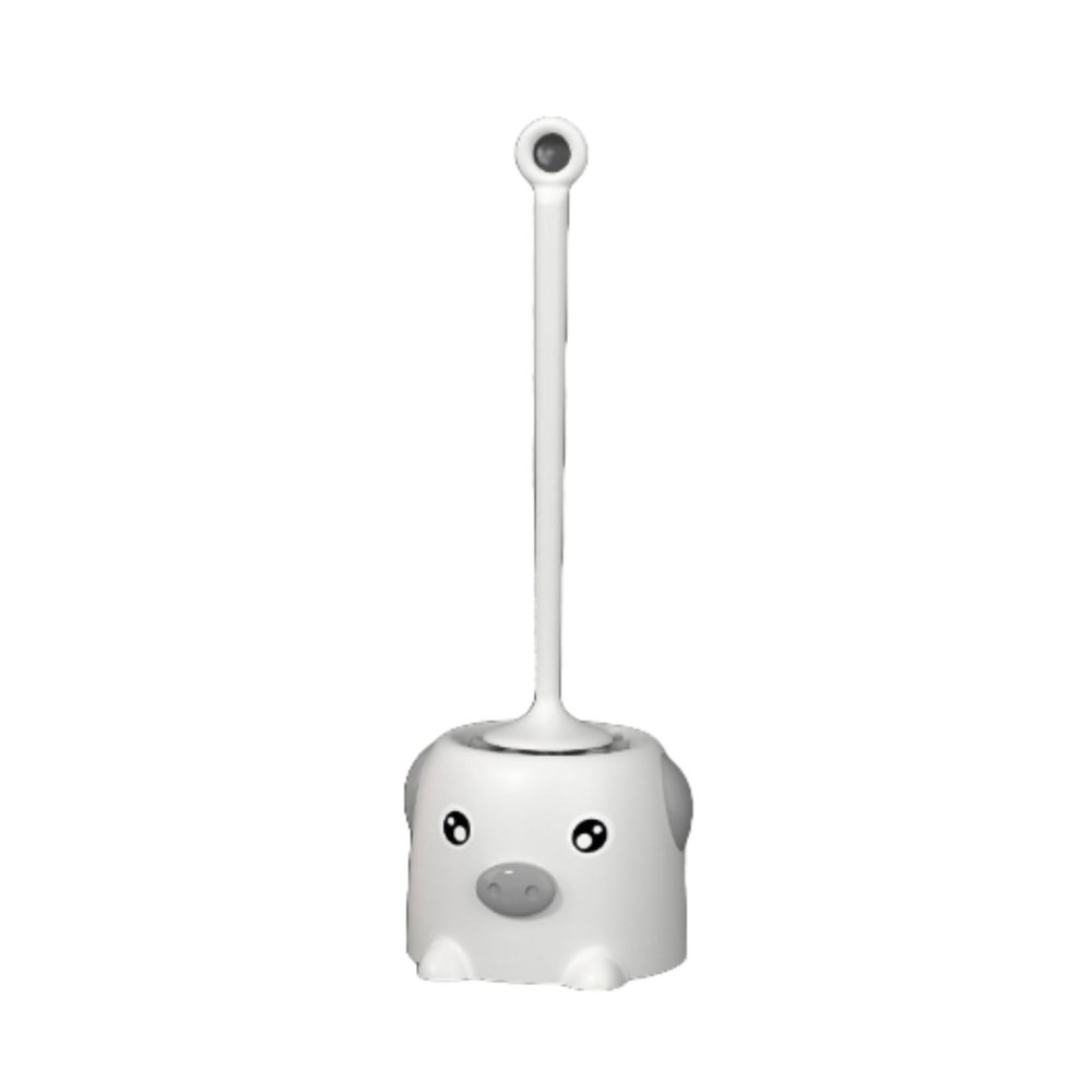 Toilet Brush, Cute Toilet Bowl Brush and Holder Set Cleaning Toilet Scrubber with Pig Shaped Base Toilet Cleaner Brush for Bathroom(White)