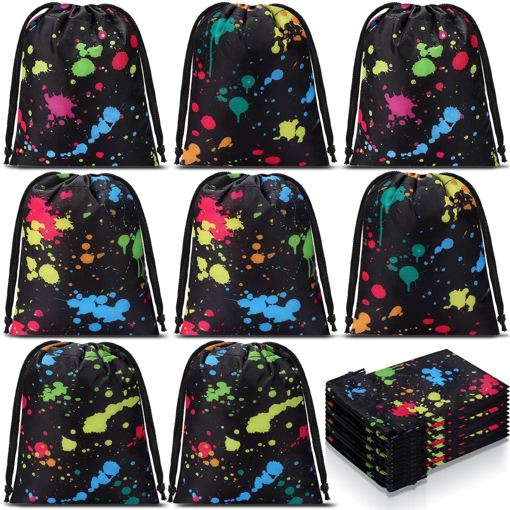Sweetude 24 Pcs Neon Drawstring Bags 7.1 x 5.1 In Small Neon Party Favor