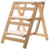 TONPOP Step Stools for Adults Foldable Multifunction Ladder Chair Stool Wooden Foldable Shelving Step Ladder Home Library 3 Steps stepstool view 1