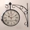 Online Solution 12" Inch Black Iron Victoria Station Clock London Vintage Wall Clock Retro Wall Clock Double Sided Wall Clock Antique Clock - White view 1