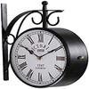Online Solution 12" Inch Black Iron Victoria Station Clock London Vintage Wall Clock Retro Wall Clock Double Sided Wall Clock Antique Clock - White view 2