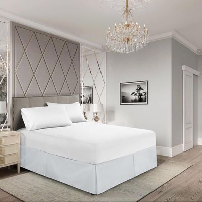 KOMFIT 800 Thread Count 100% Egyptian Cotton Hotel Quality Luxurious Box Pleated Bed Skirt Easy Fit with 15 Inch Drop Length (Silver, Twin)