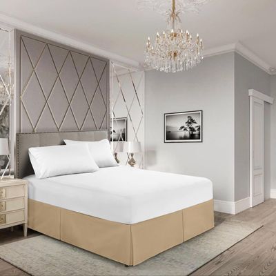 KOMFIT 800 Thread Count 100% Egyptian Cotton Hotel Quality Luxurious Box Pleated Bed Skirt Easy Fit with 18 Inch Drop Length (Taupe, Olympic Queen)