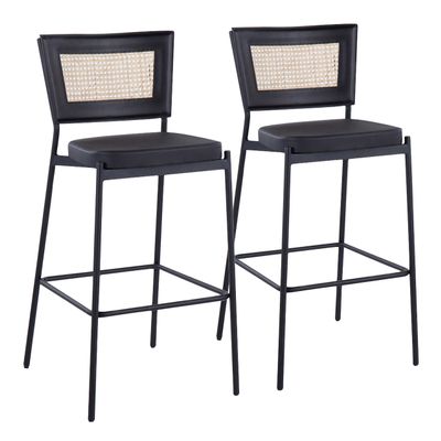 Grandview Gallery Rattan Tania Bar Stool, Bar Chairs, Black Bar Stools, Bar Stools Set of 2