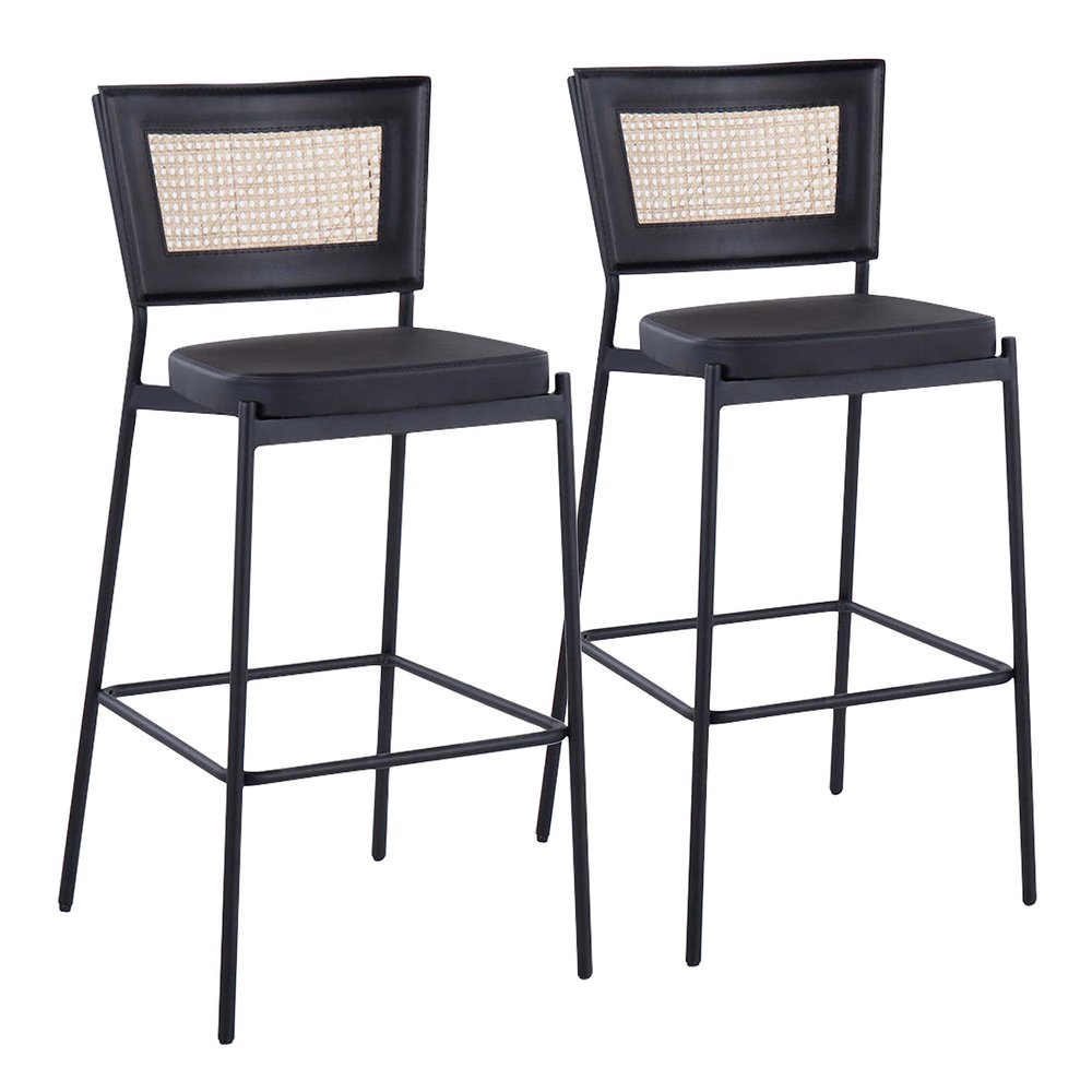 Grandview Gallery Rattan Tania Bar Stool, Bar Chairs, Black Bar Stools, Bar Stools Set of 2