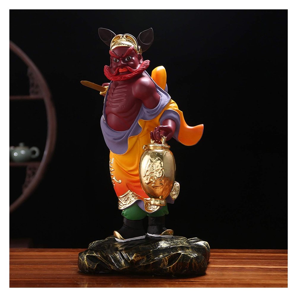 HARAY Feng Shui Statue 15-inch Standing Buddha Statue Resin Zhong Kui Ornaments Protect Your House from Misfortune Classic Chinese Feng Shui Decoration Zen Decor