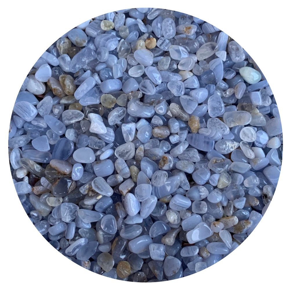 Wholesale Semi Tumbled Blue Lace Agate Gemstone Chips, Crushed Mini Agate Crystals, Undrilled Crystal Chips (1 Pound)