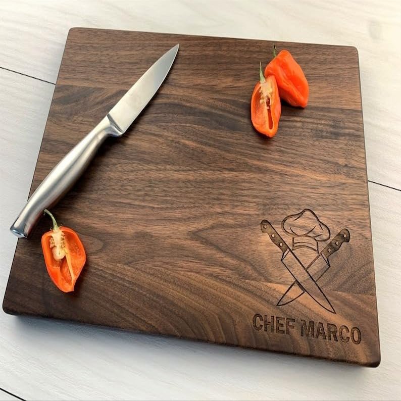 Personalized Cutting Board - Cooking Themed, Chef, Personalized Chef's Cutting Board, Chef, Foodie, House warming gift, Home cooking - 079 (Cherry, Arched 16" x 10.5")