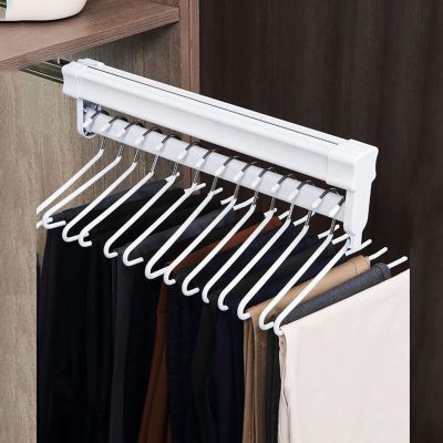 DONGYUE Heavy Duty Retractable Closet Clothes Hanger Rail, Stainless Steel Drying Rackfor Storage Scarves/Jeans/Towels/tie (Size : 600mm/23.6inch) (Size : 41cm/16.14in)