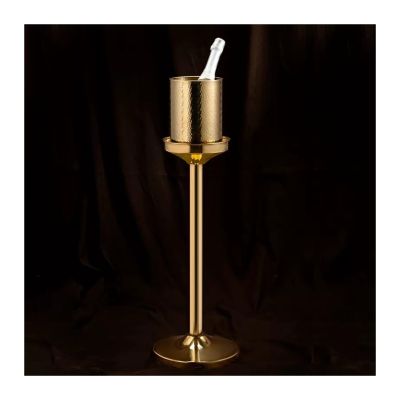 Ice Buckets for Parties Hammered Ice Bucket with Stand, Large Stainless Steel Floor Standing Ice Cooler Bucket for Beer, Wine Chiller, Outdoor or Indoor Use Bar Accessories (Color : Silver)