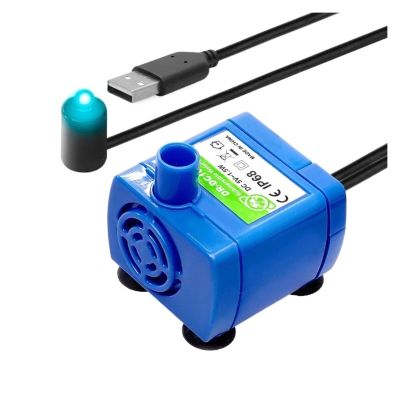 Bomba de agua de diafragma autocebante 160L/H 1.5W mini Submersible Pump USB DC 5V Pet Water Dispenser Water Pump DR-DC160 Water Pumps Ultra-quiet brushless motor (Color : With lights, Size : 5V USB