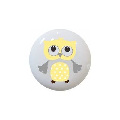 Farm Fresh Knobs Design Ceramic Cabinet Kitchen Bathroom Furniture Handles or Pulls w/Glossy Finish - Owls by aa Lilac Pink Seafoam Yellow Gray Grey - 1.5 x 1.5 Inches (Owl 6 Yellow)