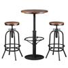 3-Piece Bar Stools and Table Set, 42" Tall Round Standing Pub Bistro Cocktail Table, with 2 Adjustable Swivel Stools 26"-32", Rustic Industrial,Space-Saving,Wood Top,Mostly Welded(Black & Brown) view 1