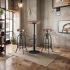 3-Piece Bar Stools and Table Set, 42" Tall Round Standing Pub Bistro Cocktail Table, with 2 Adjustable Swivel Stools 26"-32", Rustic Industrial,Space-Saving,Wood Top,Mostly Welded(Black & Brown) view 2