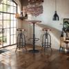 3-Piece Bar Stools and Table Set, 42" Tall Round Standing Pub Bistro Cocktail Table, with 2 Adjustable Swivel Stools 26"-32", Rustic Industrial,Space-Saving,Wood Top,Mostly Welded(Black & Brown) view 3