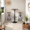 3-Piece Bar Stools and Table Set, 42" Tall Round Standing Pub Bistro Cocktail Table, with 2 Adjustable Swivel Stools 26"-32", Rustic Industrial,Space-Saving,Wood Top,Mostly Welded(Black & Brown) view 4