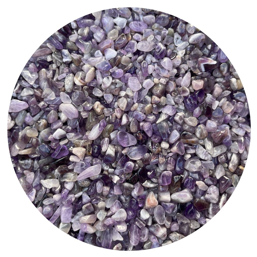 WHOLESALE Natural Semi Tumbled Chevron Amethyst Gemstone Chips, Chevron Amethyst Crushed Chevron Amethyst Mini Crystals, Undrilled Crystal Chips (Chevron Amethyst, 0.5 Pound)